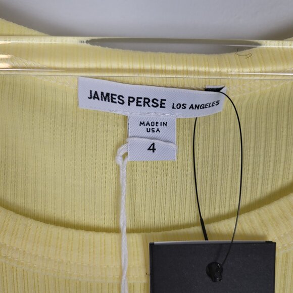 James Perse Size 4 Ribbed Tank Top Cami Cotton Lycra Yellow NWT - Picture 12 of 12